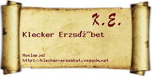 Klecker Erzsébet névjegykártya